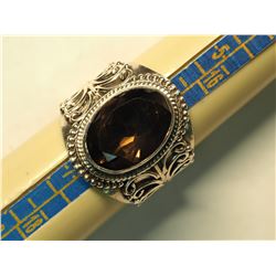 SILVER SMOKEY QUARTZ  RING