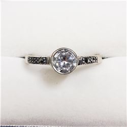 SILVER MARCASITE CUBIC ZIRCONIA  RING