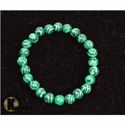 #81-GREEN MALACHITE BEAD BRACELET 8mm/7.5"