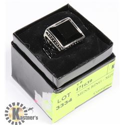 BLACK STONE MENS RING - SIZE 8.5