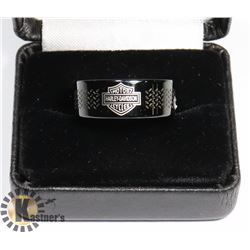 HARLEY DAVIDSON EMBLEM BLACK RING, SIZE 9