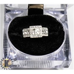 .925 STERLING SILVER RING WITH CZs - SIZE 7 -