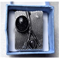 17)  SILVER TONE AND NATURAL BLUE