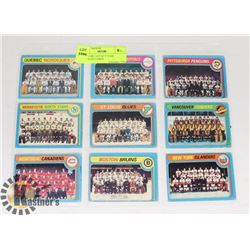 1979-80 OPC LOT OF 9 TEAM CHECKLIST CARDS