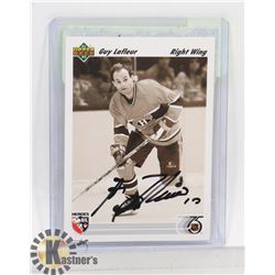GUY LAFLEUR AUTOGRAPHED CARD MONTREAL CANADIEND