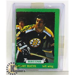 JOHN BUCYK BOSTON BRUINS AUTOGRAPHED 73-774 CARD.