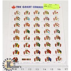 VINTAGE SHEET OF CANADA/WORLD PINS