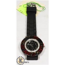 BLACK RUBBER STRAP WITH RED/BLACK WATCH FACE