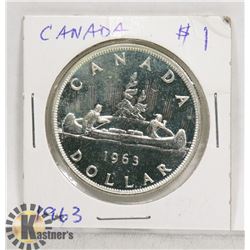 CANADA ONE DOLLAR COIN MINT 1963.