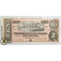 10 DOLLAR BILL, US (1864) $10 BILL (RARE)
