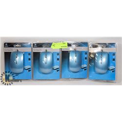 LOT OF 4 ONN SLIM OPTICAL CORDED MICE