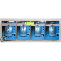 LOT OF 4 ONN SLIM OPTICAL CORDED MICE