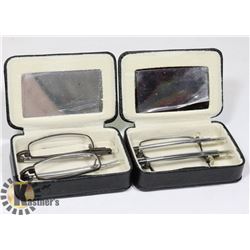 2 PAIRS OF FOLDING READING GLASSES IN CASE