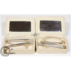 2 PAIRS OF FOLDING READING GLASSES IN CASE