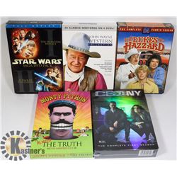FLAT OF DVDS INCLUDING STAR WARS, JOHN WAYNE,