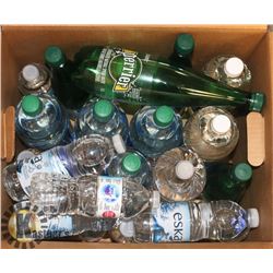 BOX OF ASSORTED WATER INCLUDING PERRIER, ESKA,