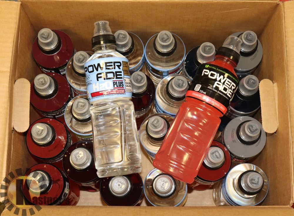 BOX OF ASSORTED FLAVOUR 710ML POWERADE BOTTLES