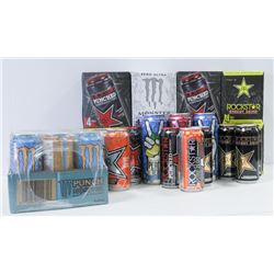 BOX OF ROCKSTAR & MONSTER ENERGY DRINKS