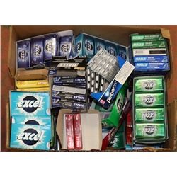 BOX OF EXCEL MINTS, HALLS, DENTYNE GUM & MORE