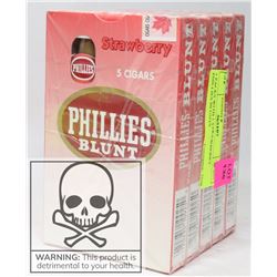 5 PACKS WITH 5 STRAWBERRY PHILLIES BLUNTS