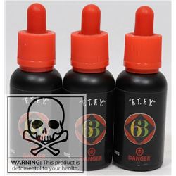 3 BOTTLES OF F.T.F.Y VAPE 63 - 0MG OF NICOTINE PER