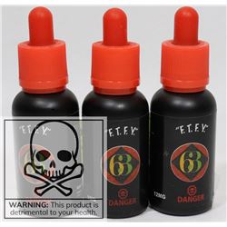 3 BOTTLES OF F.T.F.Y VAPE 63 - 0MG OF NICOTINE PER
