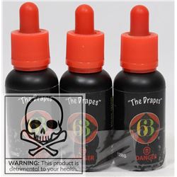 3 BOTTLES OF THE DRAPES VAPE 63- 12MG OF NICOTINE