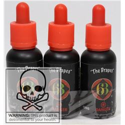 3 BOTTLES OF THE DRAPES VAPE 63- 12MG OF NICOTINE