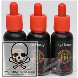 3 BOTTLES OF THE DRAPES VAPE 63- 12MG OF NICOTINE