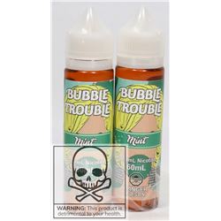 2 BOTTLES OF BUBBLE TROUBLE MINT 6MG OF NICOTINE