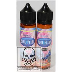 2 BOTTLES OF PREMIUM BLUE FLUFF E-LIQUID 6MG OF