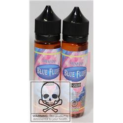2 BOTTLES OF PREMIUM BLUE FLUFF E-LIQUID 6MG OF