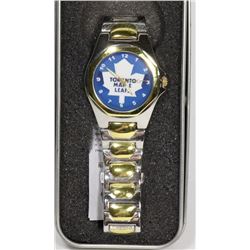TORONTO MAPLE LEAFS MEN'S WATCH GOLD COLOR STRAP.