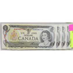 FOUR 1973 UNCIRCULATED  $1 BILLS IN SEQUENCE