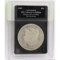 1885 US MORGAN SILVER DOLLAR IN CASE