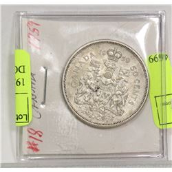 1959 CANADIAN SILVER HALF DOLLAR