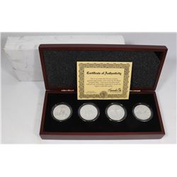 SET OF 4 SILVER DOLLARS IN RCM DISPLAY BOX    1958