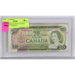 1969 LAWSON & BOUEY $20 BILL SERIAL #:  YF9623014