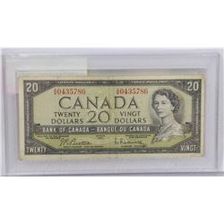 1954 CANADIAN $20 DOLLAR BILL.  SERIAL NUMBER