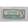 Image 1 : 1954 CANADIAN $1 BILL SERIAL NUMBER TF1250070