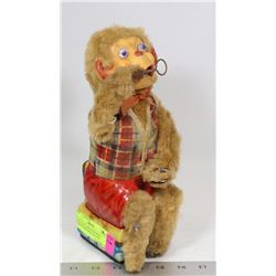 1950'S ALPS JAPAN BLOWING BUBBLES MONKEY TOY TIN