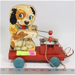 1949 FISCHER PRICE PULL TOY WOOD DOG