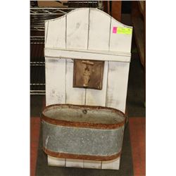 GARDEN HAND MADE WOOD WALL WITH TUB AND FAUCET