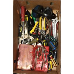 HAND TOOL LOT: INCLUDES  TAPE, SCREW DRIVERS &