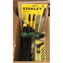 20 SPADE BITS,  FILES,  PUNCH & CHISEL SET,