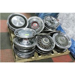 PALLET OF '50"S TO '80"S HUB CAPS CHEVY SS FORD
