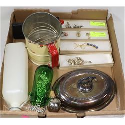 BOX OF ESTATE VINTAGE JEWELLERY AND MORE