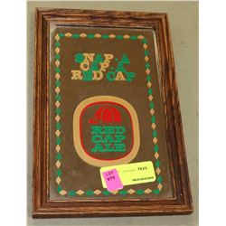 VINTAGE WOOD FRAMED RED CAP ALE MIRRORED
