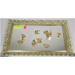 MIRROR TRAY WITH FIGURINES