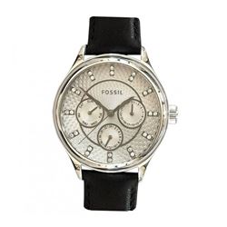 NEW FOSSIL TRIPLE CHRONO BLK LEATHER STRAP